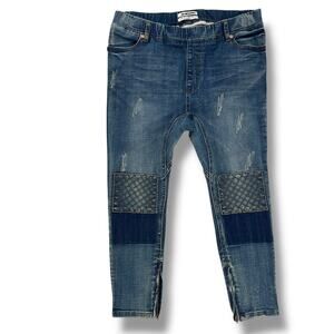 One Teaspoon Killers Distressed Denim Jeans Size M Drop Crotch Skinny Zip Cuff